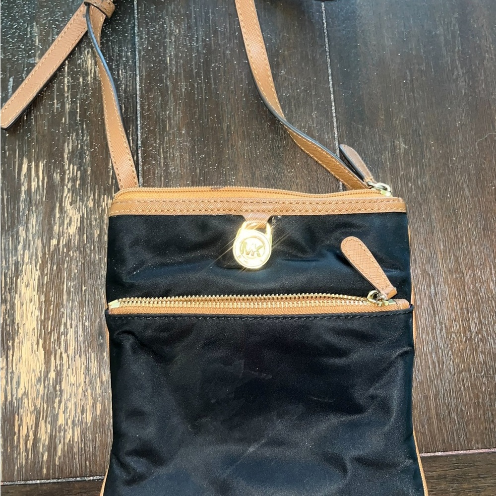 Michael Kors Black and Tan Kempton Crossbody Bag